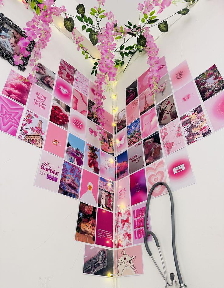 Pink Aesthetic Wall Collage Kit | 'Be The Better Of You' Motivational Set