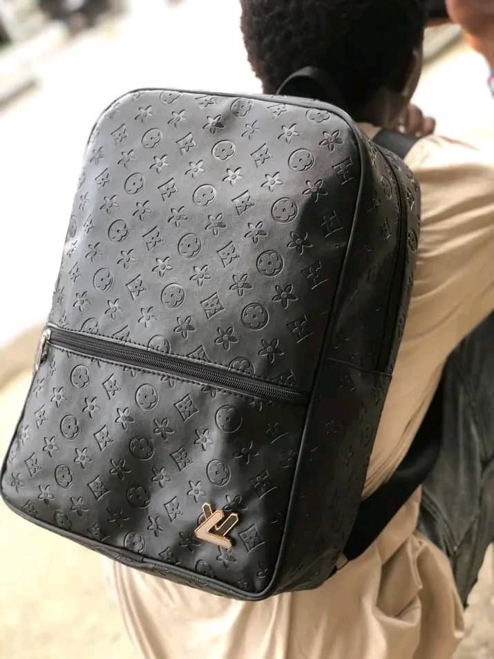 Classic Black Leather Backpack